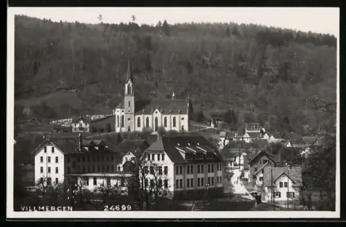 AK Villmergen, Strassenpartie mit Kirche