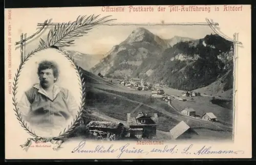 AK Melchthal, Gesamtansicht, Arnold von Melchthal-Portrait