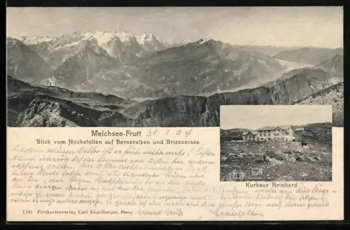AK Melchsee-Frutt, Kurhaus Reinhard, Blick vom Hochstollen auf Berneralpen und Brienzersee