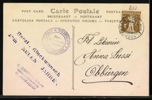 AK Oberrickenbach, Ortspartie mit Kirche