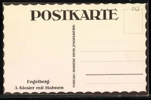 Künstler-AK Engelberg, Kloster mit Hahnen, Friedhof