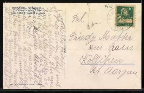 Künstler-AK Stansstad, Strandbad