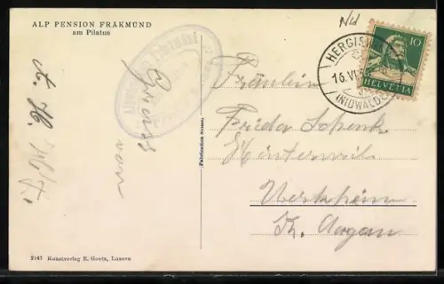 AK Pilatus, Ansicht der Alp-Pension Fräkmünd