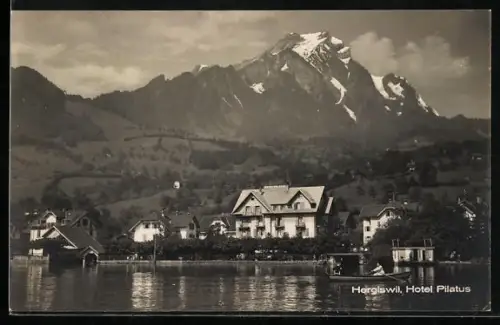 AK Hergiswil, Ortsansicht mit Hotel Pilatus