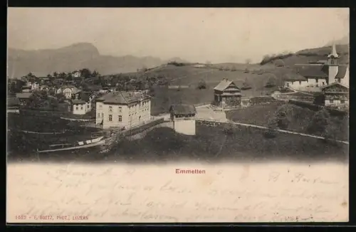 AK Emmetten, Ortspartie mit Kirche