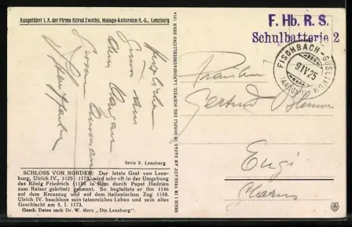 Künstler-AK sign. Carl Zweifel: Lenzburg, Schloss von Norden