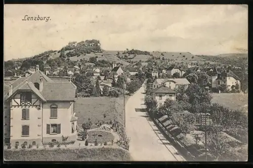 AK Lenzburg, Strassenpartie mit Bäumen