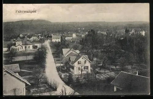 AK Fahrwangen, Strassenpartie mit Bürgerhäusern von oben