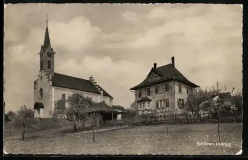 AK Bellikon /Aarg., Ortspartie mit Kirche