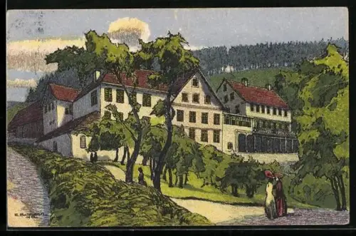 Künstler-AK Turbenthal, Gyrenbad im Tösstal