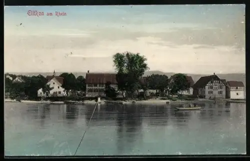AK Ellikon am Rhein, Ortspartie am Fluss