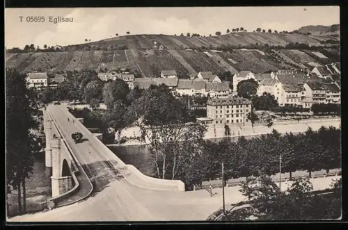 AK Eglisau, Brücke und Flusspartie aus der Vogelschau