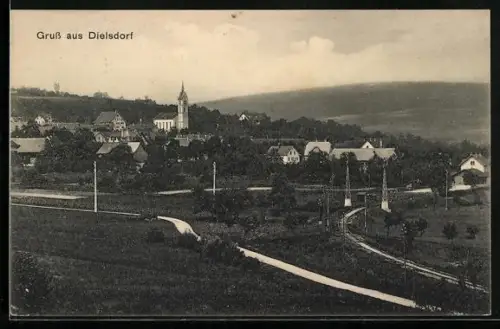 AK Dielsdorf, Ortsansicht aus der Vogelschau