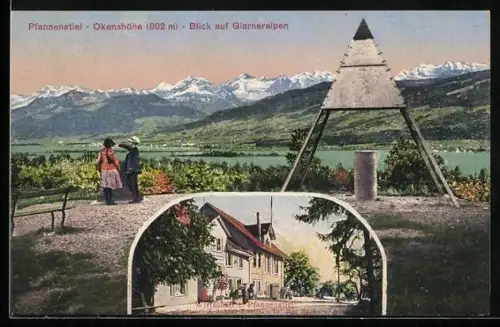 AK Pfannenstiel-Okenshöhe, Gasthaus zum Pfannenstiel, Glarner Alpen