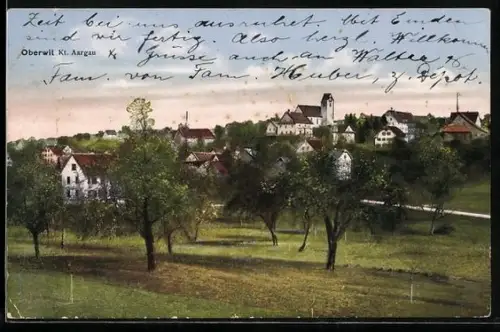 AK Oberwil /Aargau, Ortsansicht aus der Vogelschau