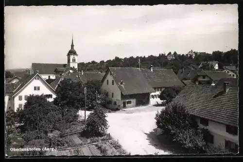 AK Oberlunkhofen, Ortspartie mit Kirche, von oben gesehen