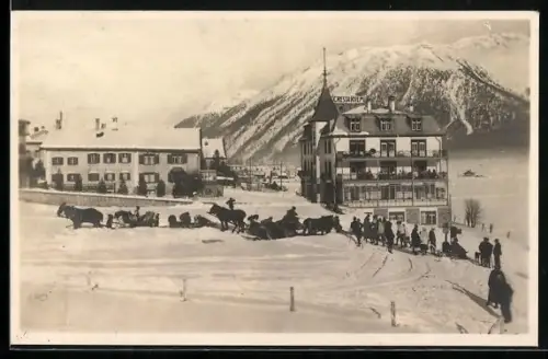 AK Cresta-Celerina, Hotel Cresta Kulm, Winterliche Schlittenpartie