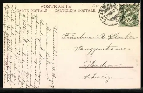 AK Churwalden, Ortspartie mit Hotel Post