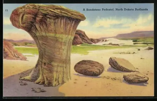 Künstler-AK A Sandstone Pedestal in North Dakota