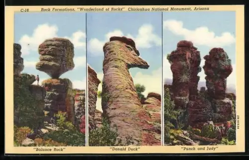 AK Rock Formations Wonderland of Rocks, Balance Rock, Donald Duck, Punch and Judy