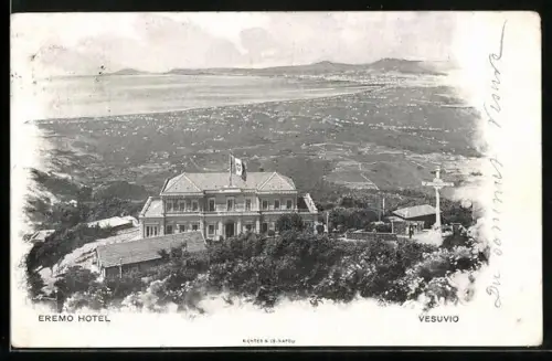 AK Vesuvio, Eremo Hotel, Hotelgebäude & Blick über die Bucht von Neapel