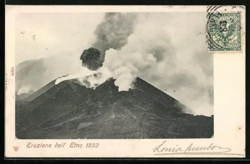 AK Eruzione dell` Etna 1892, Vulkanausbruch