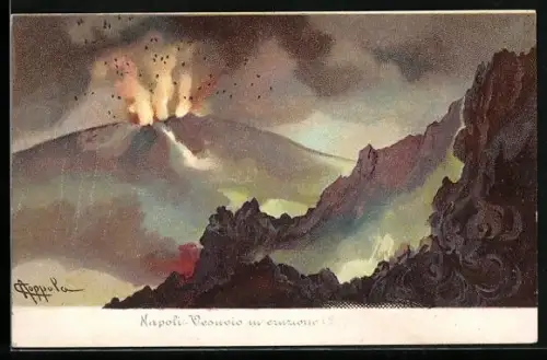 AK Napoli, Il Vesuvio Eruzione del 26 Aprile 1872