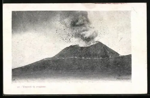AK Napoli, Ausbruch des Vulkans Vesuv