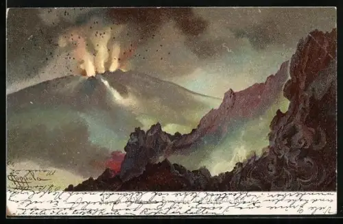 AK Napoli, Il Vesuvio Eruzione del 26 Aprile 1872