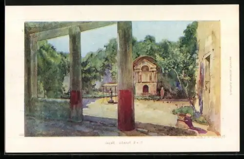 Künstler-AK Pompei, Casa del Sileno