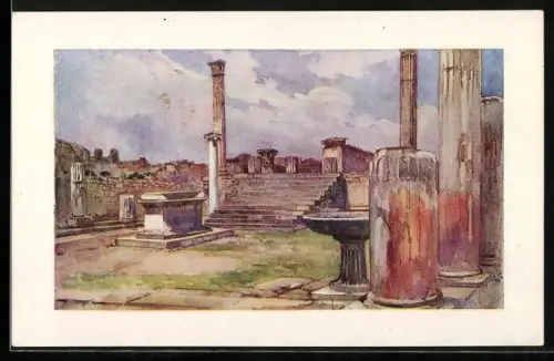 Künstler-AK Pompei, Tempio d`Apollo