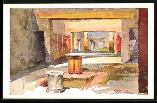Künstler-AK Pompei, Casa del Triclinio