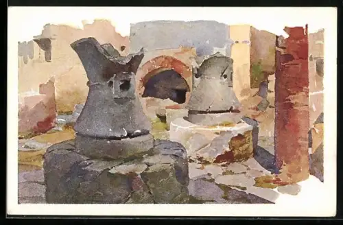 Künstler-AK Pompei, Forno pubblico e Mulini