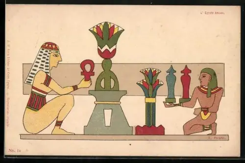 Künstler-AK L'Egypte Ancien, antike Wandmalerei