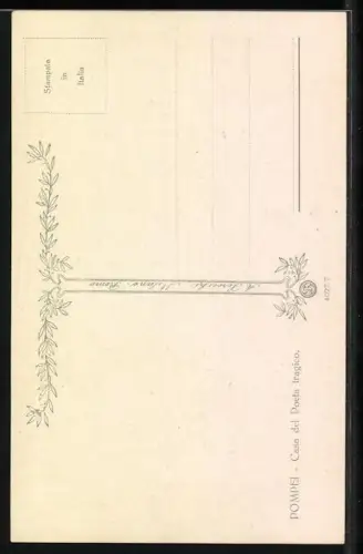 Künstler-AK Pompei, Casa del Poeta tragico