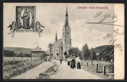 AK Budapest, Kirche Maria-Remete mit Umgebung, Gnadenbild