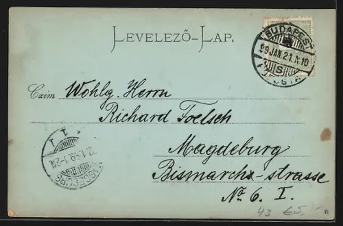 Mondschein-AK Budapest, Stadtwäldchenteich mit Kuppelgebäude