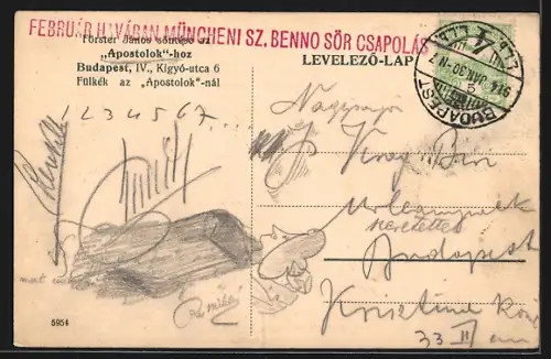 AK Budapest, Apostolok-hoz, Kikyo-utca 6, Fülkek az Apostolok-nal