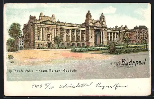Lithographie Budapest, Neues Börsen-Gebäude