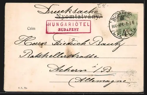 AK Budapest, Donaupartie mit Brücke, Berg und Uferstrasse