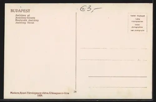 AK Budapest, Andrassy-Strasse, Kreuzung, Turmgebäude