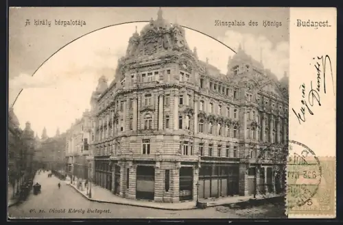 AK Budapest, Zinspalast des Königs mit Strassenpartie