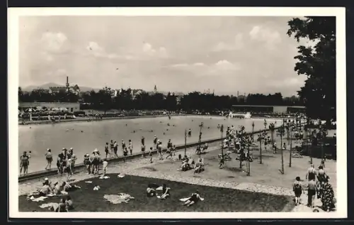 AK Budapest, Margareteninsel, Strand und Wellenbad