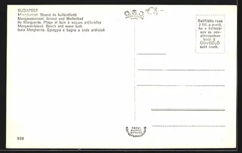AK Budapest, Margareteninsel, Strand und Wellenbad