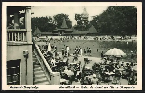 AK Budapest, Margitsziget, Strandfürdö, Bains de strand sur l`Ile de Marguerite