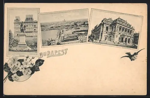 AK Budapest, Fötvös, K. Opernhaus, Teilansicht, Schwalbe, Rahmen