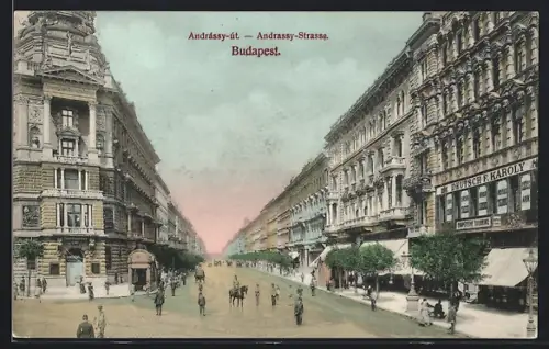 AK Budapest, Partie in der Andrassy-Strasse