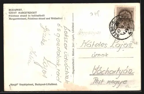AK Budapest, Margareteninsel, Palatinus Strand und Wellenbad