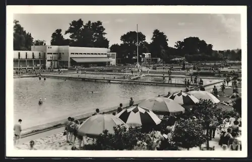 AK Budapest, Margareteninsel, Strand und Wellenbad