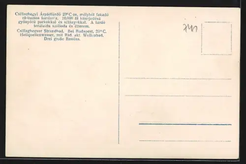 AK Budapest, Csillaghegver Strandbad aus der Vogelschau